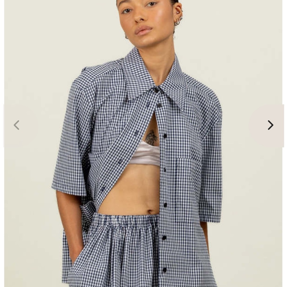 NWT Toit Volant “Felix” shirt in navy gingham